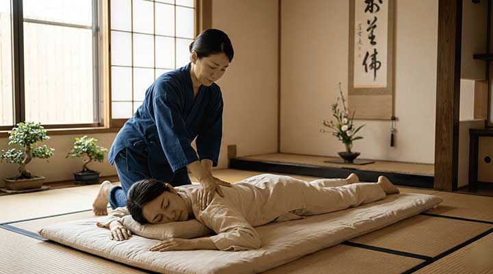 Trattamento shiatsu su altra persona
